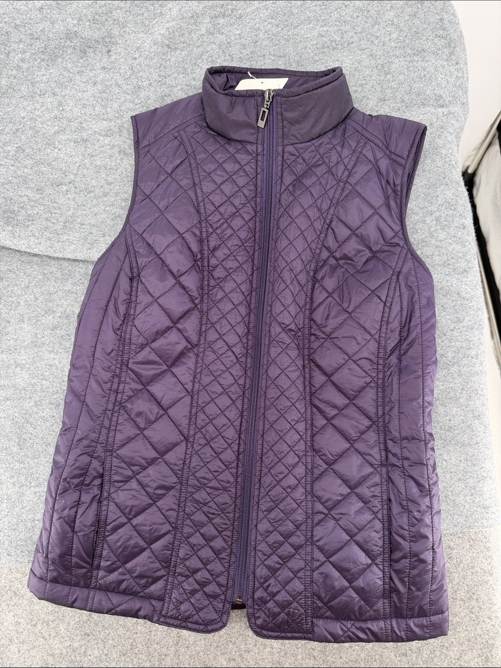 croft & barrow Roman Purple Quilted Zip-Front lined Vest with pockets NWT XS